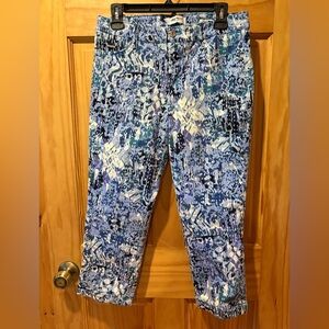 NINE WEST Chrystie Capri blue print pants size 8 women’s